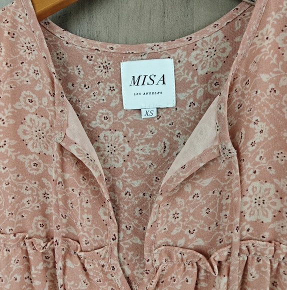 MISA Los Angeles Suri Tiered Skirt Floral Pattern Mini Dress In Peony Size XS - Picture 9 of 16